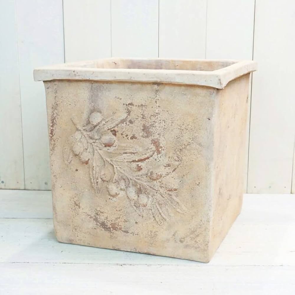 テラコッタ製 ☆花レリーフ模様 楕円植木鉢☆ 英国オルネート社 プランター Amazon | 植木鉢 おしゃれ 大型 テラコッタ オリーブ スクエア