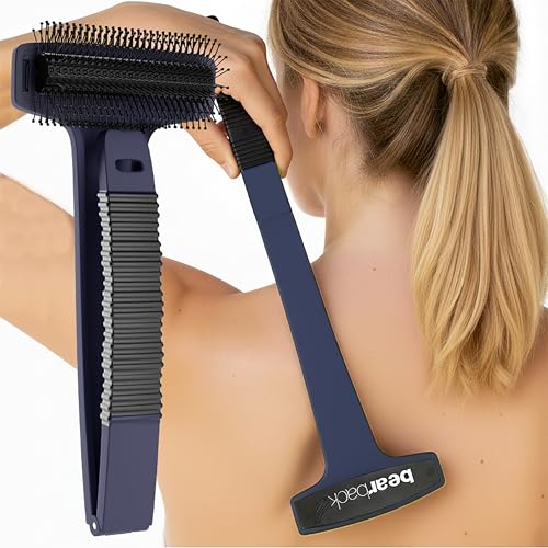 Bearback Back Scratcher for Men & Women - Long Reach Folding Handle, Skin-Safe Bristles - Extendable, Portable, Easy to Clean - Designed by a USA Small Business
