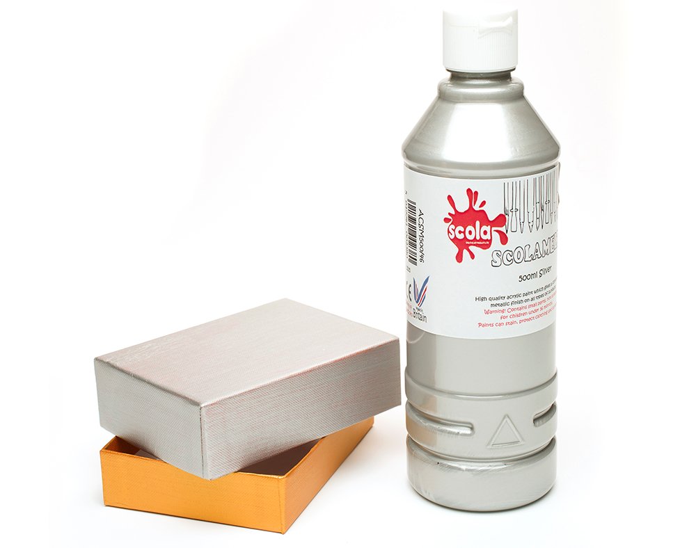 Scola Acrylic Scolamelt Silver, 500ml Bottles, School Supplies, Art and Crafts Projects, Children's Craft Projects, For Kids