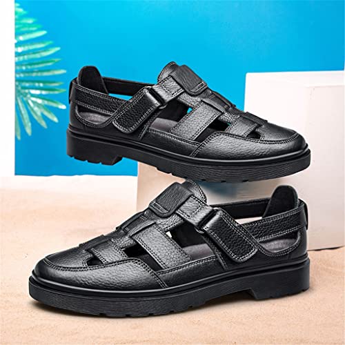 Leather Men Sandals Business Dress Sandals Handmade Leather Shoes Men Beach Sandalias(42 Code)3
