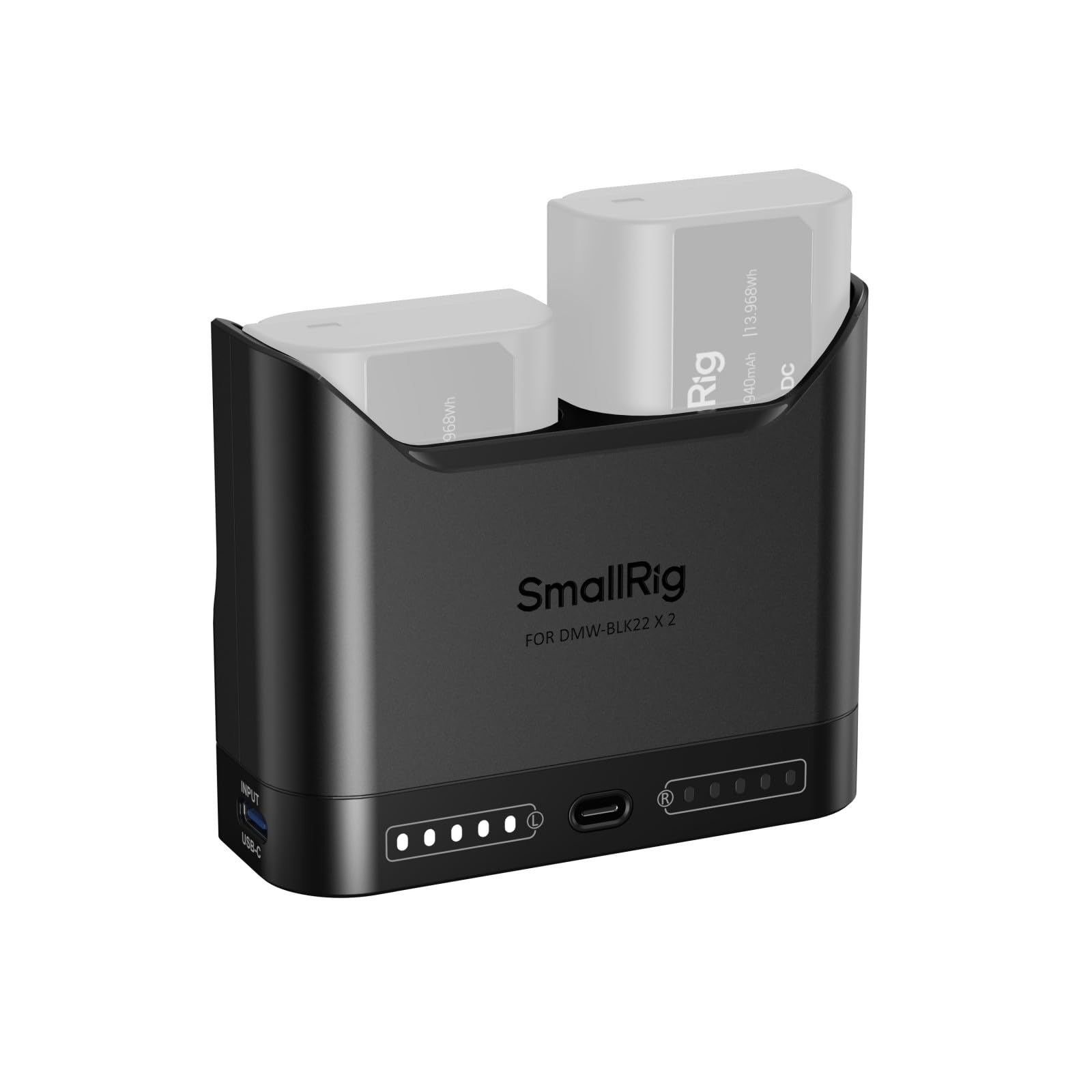 SMALLRIG DMW-BLK22 Caricabatterie per Panasonic, Caricabatterie per fotocamera a doppio slot da 2 ore con porta di USB-C, per Panasonic Lumix GH5, GH5 II, GH6, GH7, S5, S5 II, S5 IIX, S9, G9 II, -5492