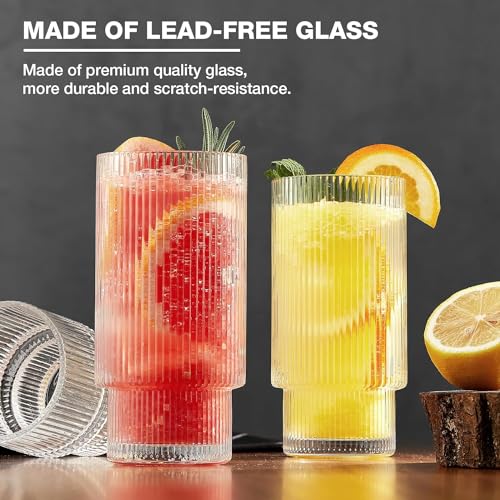 Image of Premium Juice Glasses 350 ML Drinking Glasses, Highball Lead-Free Glasses, Tumblers for Water, Beer, Cocktail and Mixed Drinks - 6 Pieces, Transparent (Cocktail, TP- 75 Set of 6)