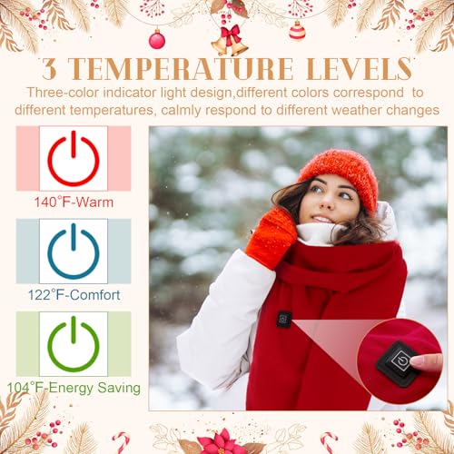Geyoga 2 Pcs Christmas Heated Scarf for Women Men USB Heating Rechargeable Buffalo Plaid Scarf Faux Cashmere Tartan Electric Heated Neck Warmer for Xmas Winter Holiday Gift3
