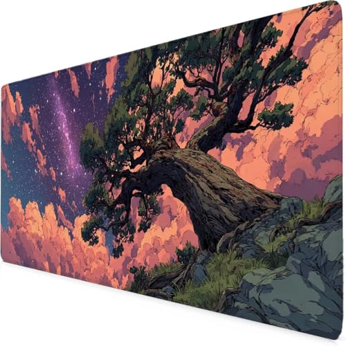 Tapis de souris XXL ciel étoilé 800x400mm avec base en caoutchouc antidérapante pour PC