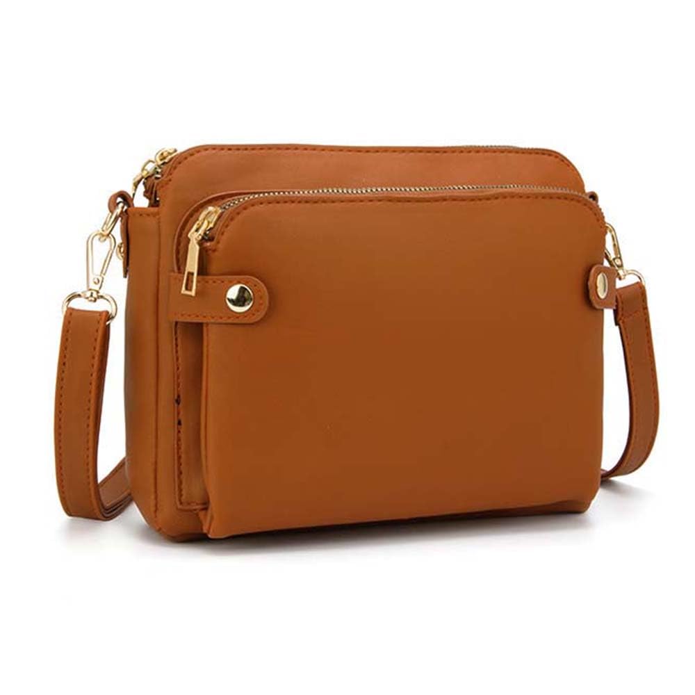 Crossbody Leather Bag 3 Layer Crossbody Leather Shoulder Bag with Built Compartments Teacher Tote Bags