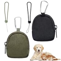 RNXSIB 2 Stück Leckerlibeutel für Hunde, Tragbare Mini Snackbeutel Hund (Grün und Schwarz), Reißverschluss Design Einfach und Praktisch, Leicht zu Tragen, Inklusive Schnalle und Silikonseil