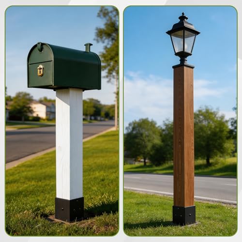 Image of 2 Pcs 16 inch 4x4 Fence Post Anchor Ground Spike (Actual:3.6 inchx3.6 inch), 4x4 Post Spike Black,Mailbox Post Anchor for Fences, Mailboxes,Pergolas,Patios,Birdhouses,Road Signs