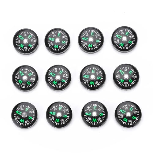 Watris Veiyi 12 Stück 20mm Mini Kompass, Kompass Klein, für Wandern, Camping, Outdoor Aktivitäten Zubehör Watris Veiyi 12 Stück 20mm Mini Kompass, Kompass Klein, für Wandern, Camping, Outdoor Aktivitäten Zubehör