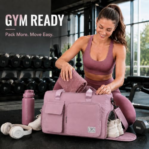 Image of FIORETTO Women's Gym Duffle Bag with Shoes Compartment, 30L Capacity, Ideal for Travel, Gym, Sports, Duffel, Weekender