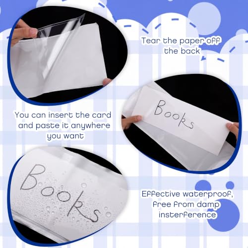 Image of Chinco 100 Pcs Self Adhesive Clear Index Card Pockets,18 x 4 Inches | Clear Plastic Label Sleeves with Top Open, For Organizing Storage Box Drawer, Fits Index Cards Measuring 18 X 4 Inches