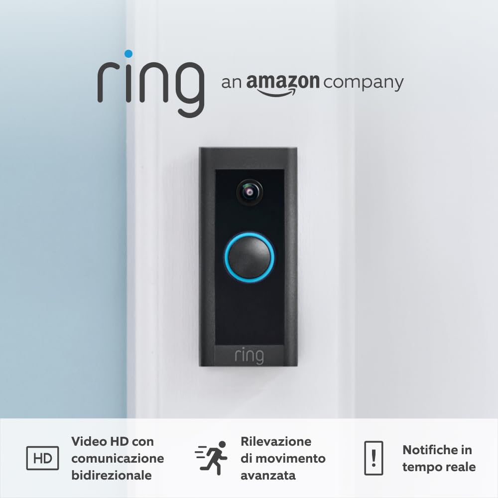 Ricondizionato Certificato|Ring Videocitofono cablato (Video Doorbell Wired)|Videocitofono in HD con rilevazione di movimento avanzata,wifi,comunicazione bidirezionale|Ring Home: 30 gg. prova gratuita
