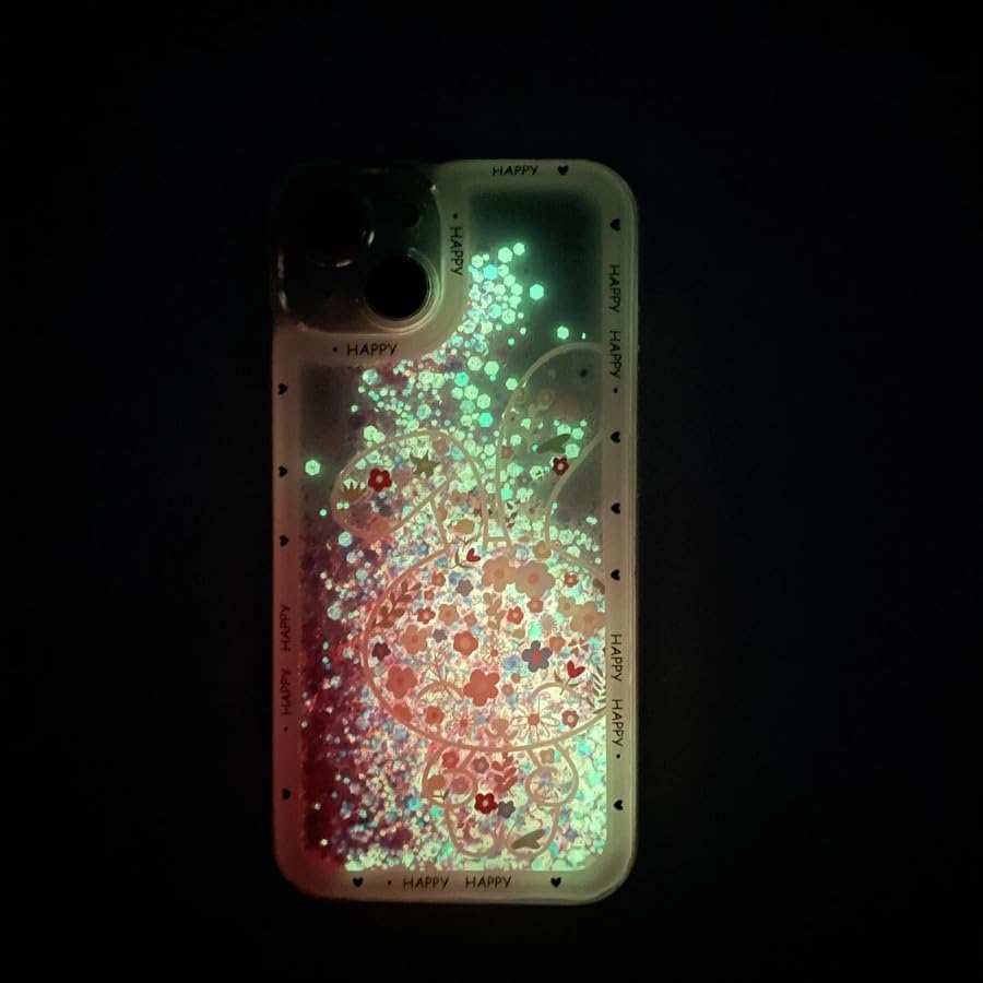 Image of PEEPERLY Back Cover Case for iPhone 15 Pro Scratch Resistant Anti-Slip TPU Shockproof Protective Durable Luminous Charming Floral Case for Girls & Women(Pink)