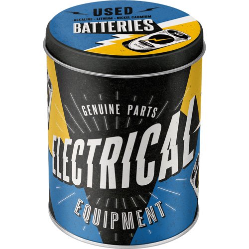 Nostalgic-Art Storage Tin Round, 30522 Best Garage - Electrical, Used Batteries