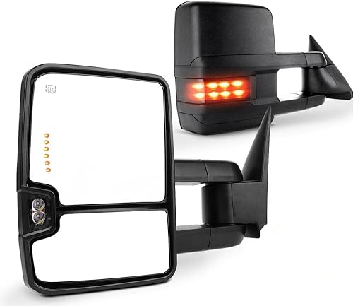 Scitoo - Espejos retrovisores con señal LED, eléctricos, térmicos, para ChevyGMC SilveradoSierra 2003-2006 (modelos clásicos 2007), par de espejos