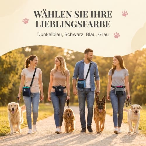 HUND IST KÖNIG Premium Leckerlibeutel für Hunde - der Alleskönner - Robuster Futterbeutel Hunde mit viel Stauraum für das Gassigehen & Hundetraining - mit Kotbeutelspender & Trainings-Ebook