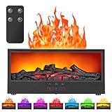 ONLYFU Mini Fireplace Aromatherapy Diffuser 7 Color Lights Fireside Bonfire Flame Air Humidifier for Home 150ml Timer & Auto-Off Essential Oil Diffuser with Remote for Spa, Yoga, Office (Black)