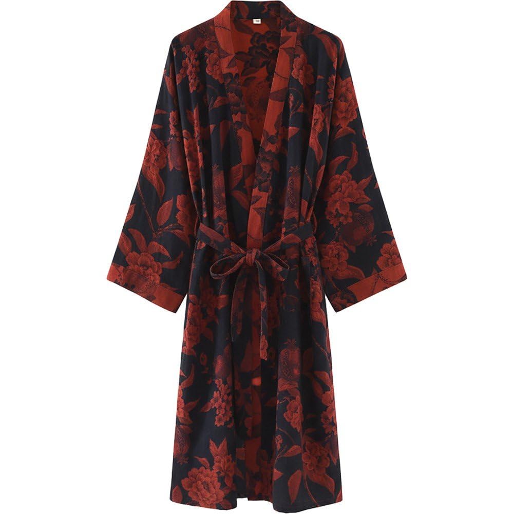 Peignoir long à motif floral pour femme : vêtement de nuit élégant et pyjama confortable