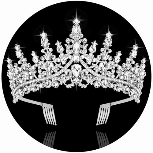 CURASA Silver Tiara and Crowns for Women Crystal Queen Crown, Wedding Tiaras for Bride Princess Crown for Little Girls Headpiece for Bridal Birthday Party Prom Halloween Pageant