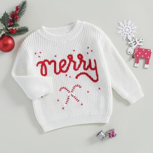 Unisex Kids Christmas Sweaters Long Sleeve Letter Embroidery Knit Pullovers Kid Jumper Tops2