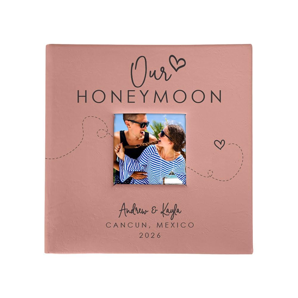 Personalized Honeymoon Photo Album Small Leatherette 4x6 Holds 100 Photos Travel Memory Book