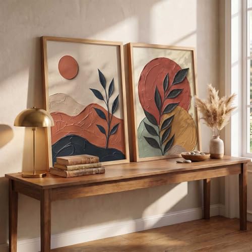 Image of kotart BOHO Art Wall Painting Home Decoration With Frame For Living Room Bed Room Hotel Wall Decor Digital Reprint Engineered Wood Set of 2 (14 X 20 INCH)