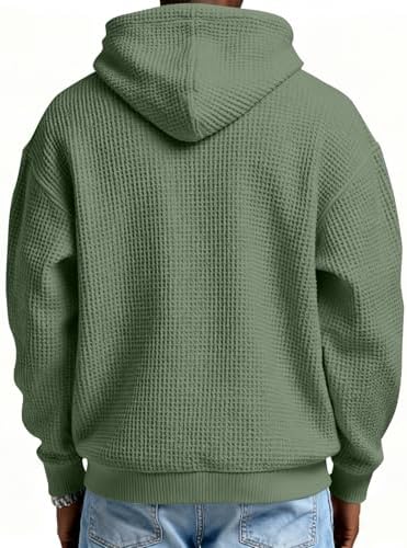 Quarter Zip Hoodie Men Mokaloha Mens Shirts Long Sleeve Waffle Solid Color Sweatshirt 1/4 Zip Pullover with Pockets - Image 3