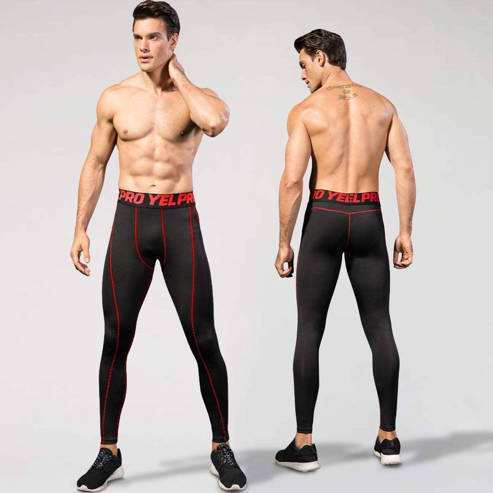 Yuerlian Running Leggings for Men Sport Fitness Tights Workout Quick Dry Base Layer Pants for Athletic Gym Cycling Yoga