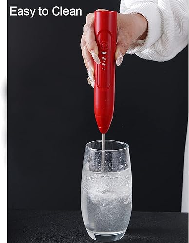 Miniatura 7 de Qweeon Espumador de leche de mano, espumador de café recargable, mezclador de bebidas de 3 velocidades con 2 batidores de acero inoxidable para