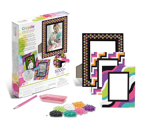 CRAYOLA Creations - Kit Cadres Photo Personnalisables avec Cristaux Colorés, Activité créative et Cadeau pour filles, à partir de 8 ans