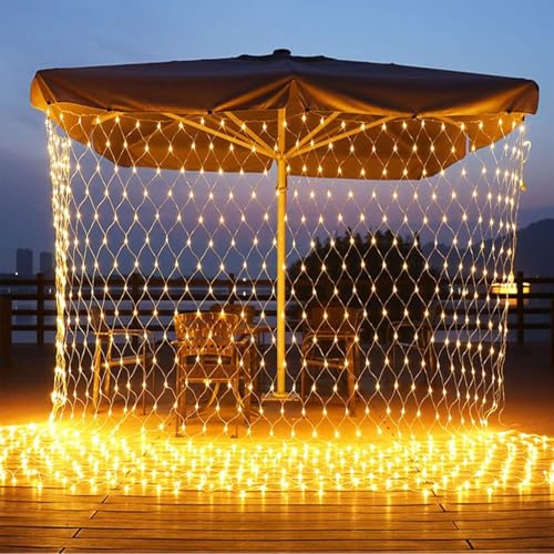 Image of Lexton 190 LED Net Mesh Fairy String Decorative Lights | for Indoor & Outdoor Decorations | Warm White | Pack of 1 | Standard
