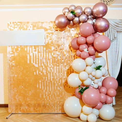 Image of RUBFAC 129pcs Retro Pink Balloons Different Sizes 18 12 10 5 Inch, Latex Blush Balloon Garland Arch Kit for Valentine's Day Birthday Baby Shower Wedding Princess Boho Theme Party Decoration