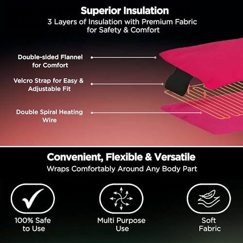 Image of Dr Trust USA PinkTherm Orthopedic Electric Heating Pad for Period Pain Relief I Heat Belt For Period Cramps, Lower Back Pain, Lumbar, Shoulder & Knee, 3 Heat Settings with Temperature Controller - 3102