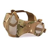 HANSTRONG GEAR H World EU Tactical Airsoft Metal Mesh Atmungsaktive Schutzmaske mit Ohrabdeckung (MC)