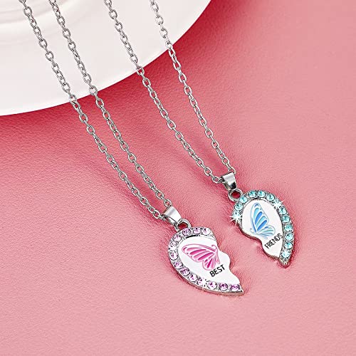 MJartoria BFF Necklace for 2, Best Friend Necklaces Cute Design Valentines Day Gifts Matching Heart Pendant Friendship Necklaces3