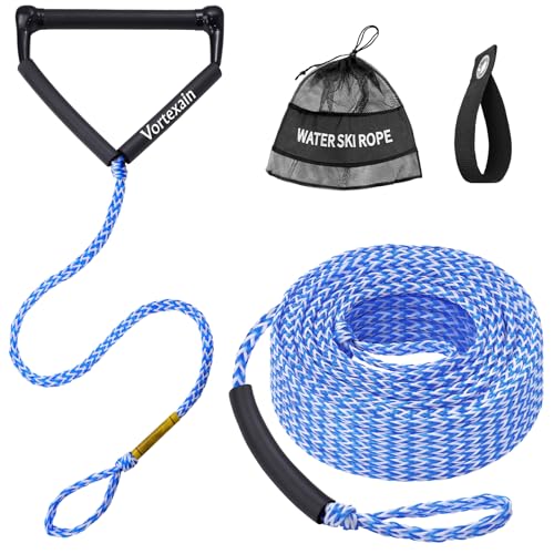 Wakeboard Rope with Handle 75ft, Ski Ropes for Water Skiing Wakesurf Wake Board Surf Floating Boating, Towable Boat Tow Pull Sports Line Thick Tough Watersports Kneeboard Surfboard Jet Accessories