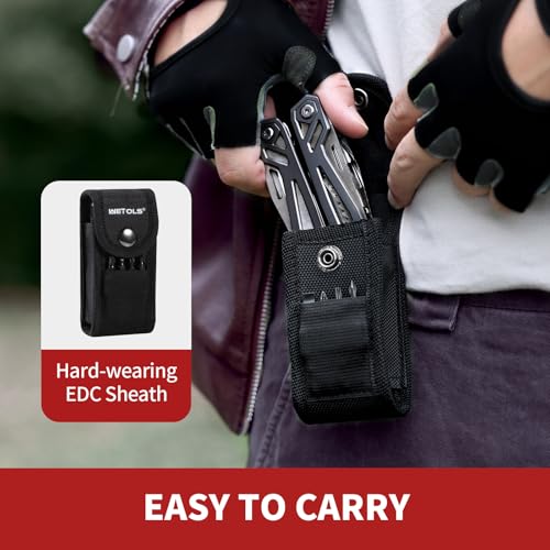 Christmas Gifts for Men Him Dad, WETOLS 21-in-1 Multitools with Pocket Knife, Stainless Steel Self-locking Pliers with 8 Screwdriver Bits, Multi Tool Survival Gear, EDC Knife with Pouch for Outdoor