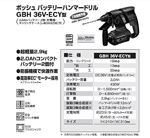 Amazon | ボッシュ(BOSCH) 36V コードレスハンマードリル (2.0Ah