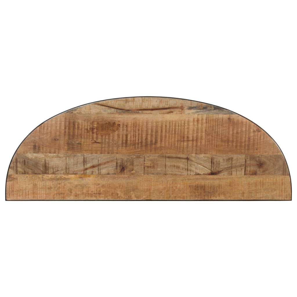 Stół boczny z litego drewna mango 110x40x77 cm | Półokrągły design, solidne stalowe nogi, unikalne słoje drewna, dekoracja salonu