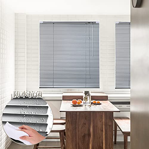 Grandekor ブラインド つっぱり式 アルミブラインド ブラインドカーテン 7色 0.5cm単位でオーダー 羽根幅25mm 浴室用 ネジ不要 穴あけ不要 防水 遮光 賃貸住宅 突っ張り式 簡単取付け 右操作 シルバー 幅80x丈100CM [5]
