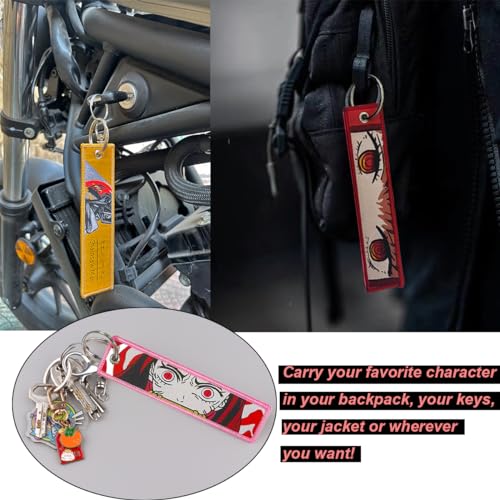 Image of 1 Pack Anime Keychain Tag Jet Tag Key Chain Cartoon Embroidered with Key Ring for Motorcycles Car Accessories