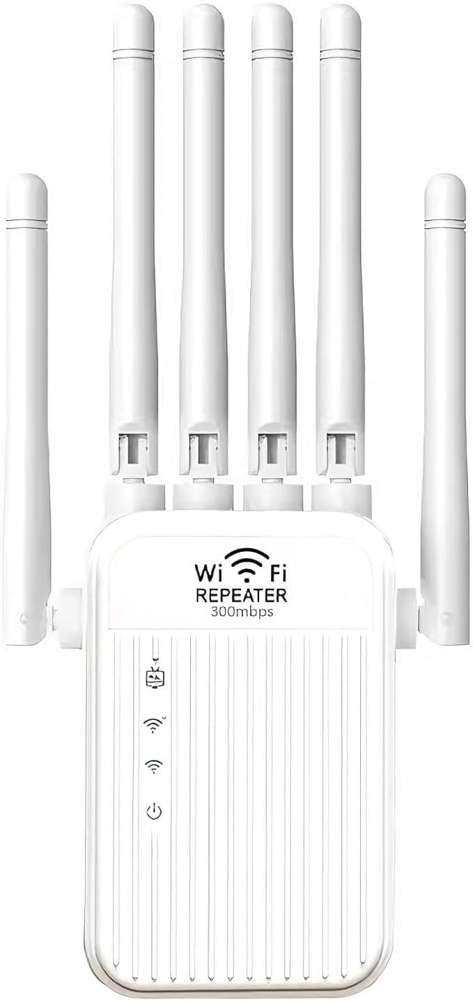 Potente repetidor WiFi 6, Amplificador Señal WiFi Largo Alcance, 2 Puertos LAN, Extensor WiFi, Repetidor/Router/Ap Modos, Cobertura de hasta 300 m², para hogar y Oficina