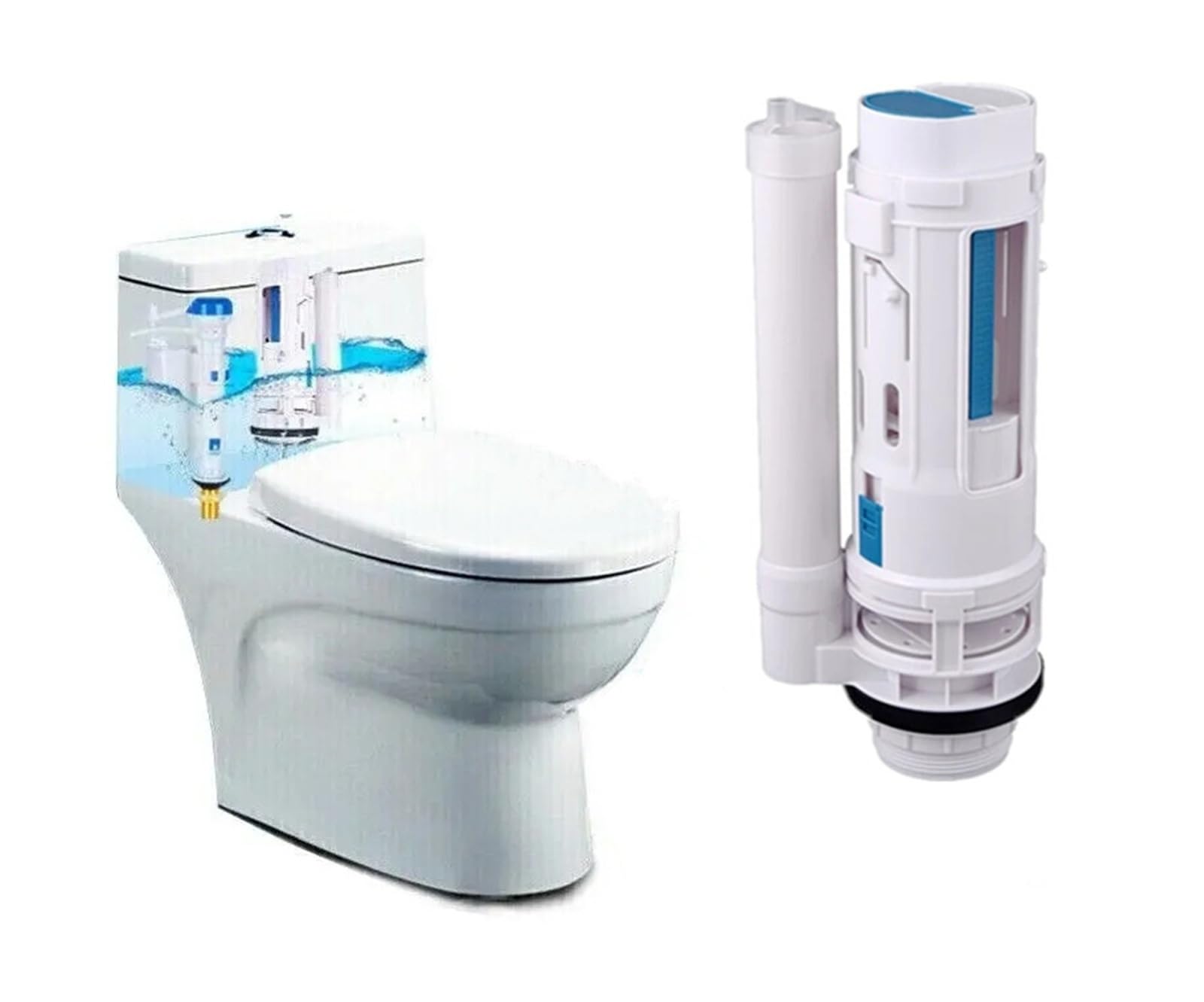 Vanne de vidange de toilette fendue, vanne de sortie d'eau de toilette à deux boutons, raccords de réservoir d'eau de remplissage à double chasse, vanne de chasse d'eau de vidange