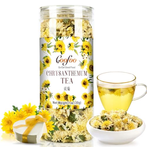 Chrysanthemum Tea, Gongju Edible Chinese Flowers, 菊花, Dried Whole Bulk Tea, Organic Natural, Ideal for Gift, 1 oz