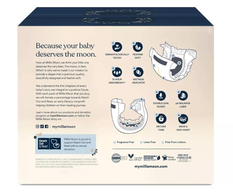 Millie Moon Luxury Diapers - (Size 5 and Count 64)