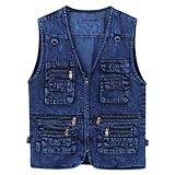 Caxndycing Jeansweste Herren Ärmellos Jeans Weste mit Multi Taschen Denim Tears Trachtenweste...