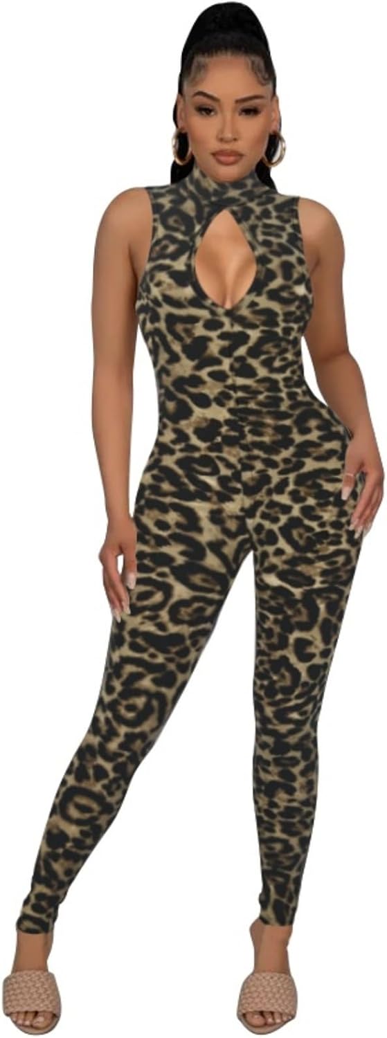 Womens Sexy Sleeveless One Piece Jumpsuits Cutout Bodycon High Waisted Club Outfits Catsuits - Image 2