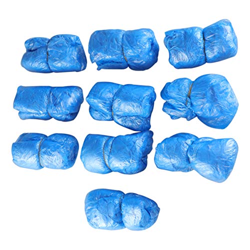 Minkissy 100 Piezas de Calzado Desechable Cubre Banda Elástica a Prueba de Polvo Impermeable Antideslizante Cubre Botas de Plástico Cubrezapatos para Días Lluviosos Al Aire Libre Interior