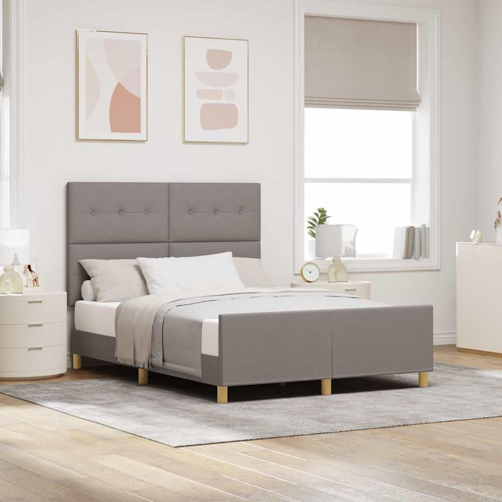 Lit double 160x200 cm taupe avec sommier solide et tête de lit