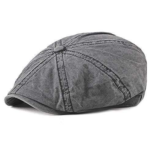 Xinanlongjb Barett-Hut für Männer und Frauen 2019 Mode Design Baumwolle Newsboy Cap Vintage Retro Hüte (Farbe : Grau, Größe : 56-58cm) Cover