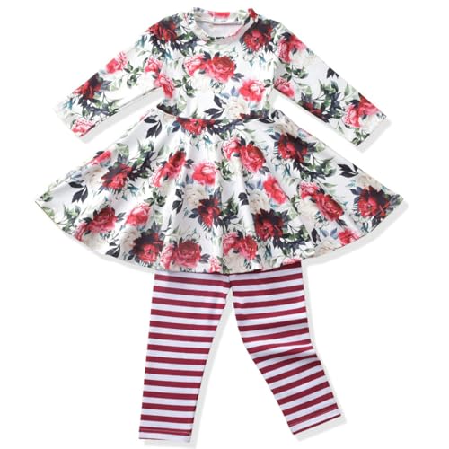 Image of Toddler-Girls-Fall-Clothes-Set Little Girls Highlow Tunic Tops+Leggings Outfit Boutique Clothing